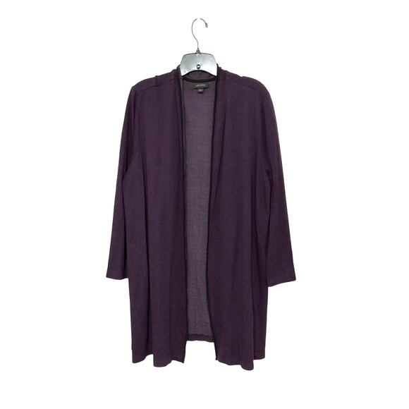 J. Jill Sweaters - J. Jill Wearever Purple Open Front Cardigan Houndstooth Womens X-Large Pockets